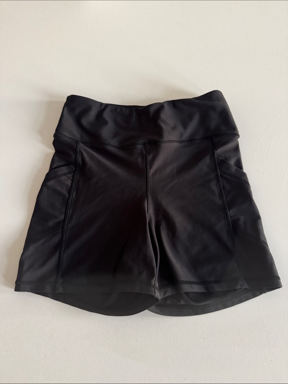 Women's Black High-Rise Athletic Shorts with Side Panels